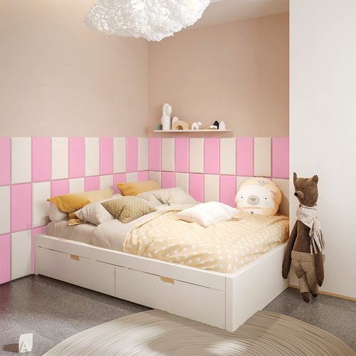 YLL YLL Peel and Stick Headboard White Upholstered Wall Panels Pack of 4 Panels 3D Anti-Collision Wall Padding Wall Mounted headboard Soundproof Wall Panels