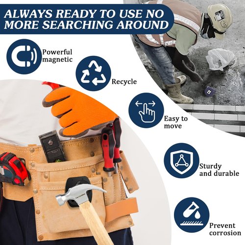 2-Pack Magnetic Tool Holder, Full Metal Magnetic Belt Clip Holster for Screws,Nails,Hammer,Pliers,Spanner and Any Magnet Hardware, Great for Electricians, Plumbers, Carpenters