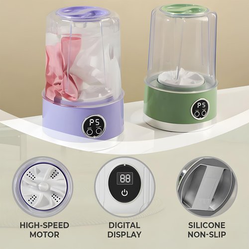 Portable Automatic Mini Washing Machine, Underwear Washing Machine | Rechargeable Mini Portable Washing Machine Lightweight for Apartment, Dorm, Hotel, RV, Travel & Camping (White)