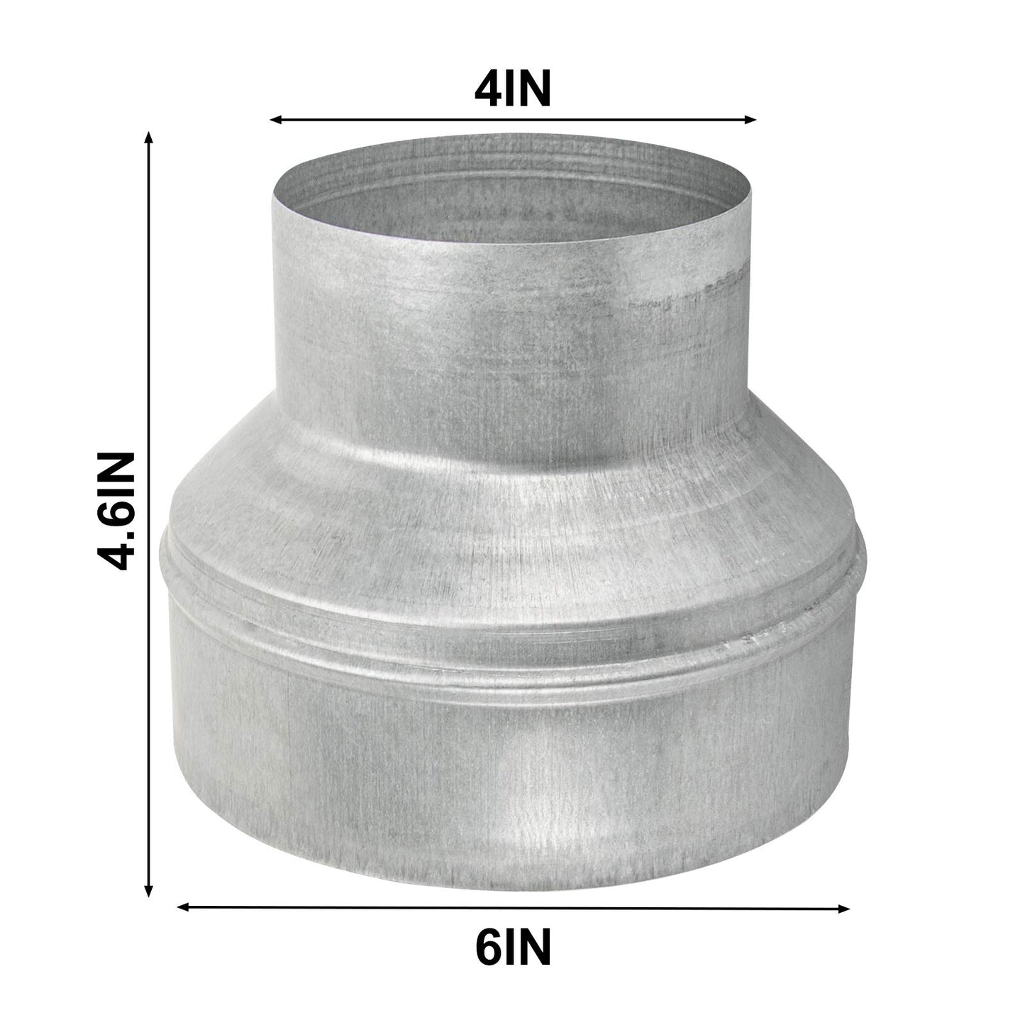 Duct Reducter 6 to 4 Air Ducting Reducer Increaser Air Duct Adapter or Round Metal Pipe Reducer for Bathroom Kitchen Ventilation Systems