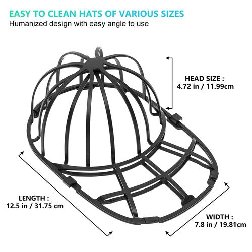 Coopache Hat Washer Cage for Washing Machine, Hats Cleaner for Baseball Caps, Ball Cap Washer Hat Washing Cage for Dishwasher Fit for Adult and Kid (2 Pack Black)
