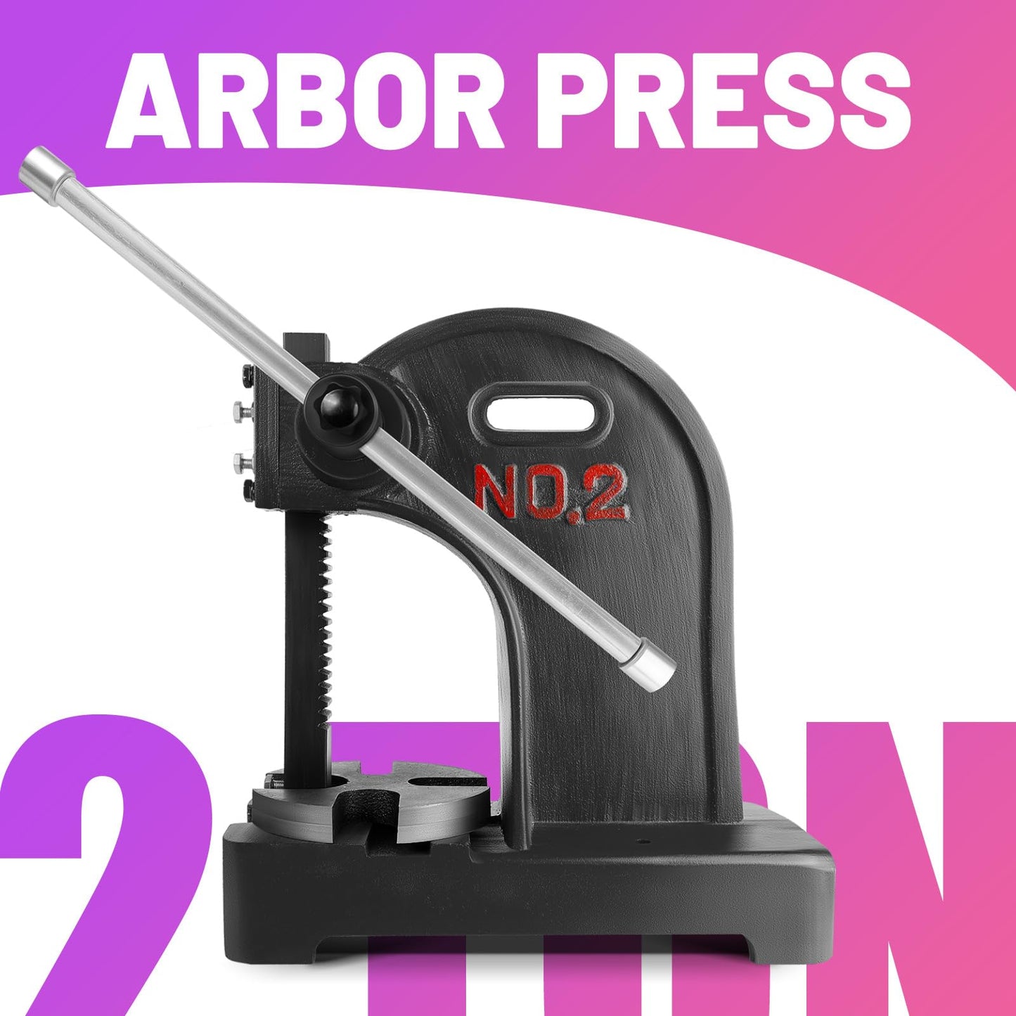 2 Ton Black Arbor Press‌, ‌Manual Arbor Presses‌ With 8.5" Height & 57.3 Lbs, Cast Iron ‌Manual Desktop Arbor Press‌ For Stamping/Bending