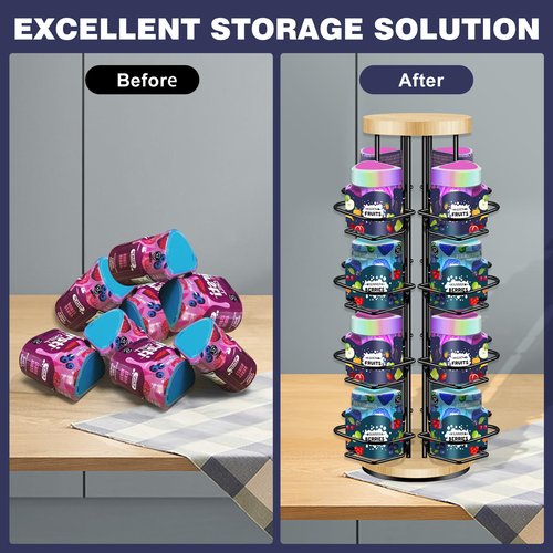 Dilobio Pod Holder for Ninja Thirsti Pods, 360° 16-Flavor Storage Holder Compatible with Ninja Thirsty Drink System, 4-Tier Thirsti Flavor Water Drops Organizer (Pack of 1)