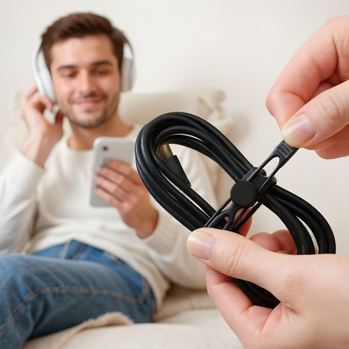 Data Cable Organizer, 2025 New Elastic Silicone Cable Straps Cord Organizer, Reusable Cable Ties Wire Organizer for Bundling and Fastening Earphone, Phone Charger (12 Pcs)