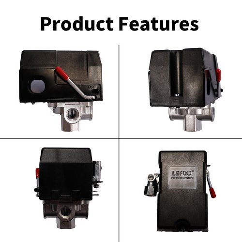 Air Compressor Pressure Switch Replacement 90-120 PSI - 4 Port, 1/4" NPT, 20A (LF10-4H)