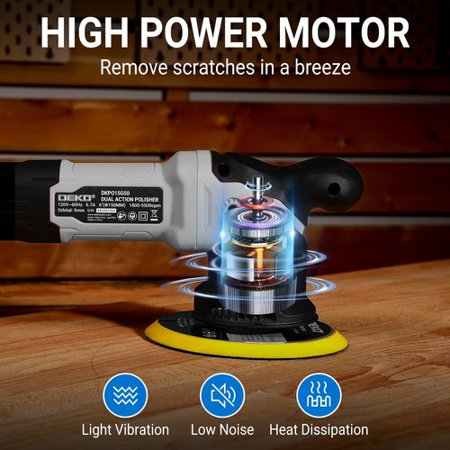 Car Buffer Polisher: DEKOPRO 6 Inch Dual Action Orbital Buffer Polisher, 6 Variable Speed 1800-5500 RPM Random Polisher Kit with 4 Buffing Pads for Car Detailing Polishing Waxing(Gray)