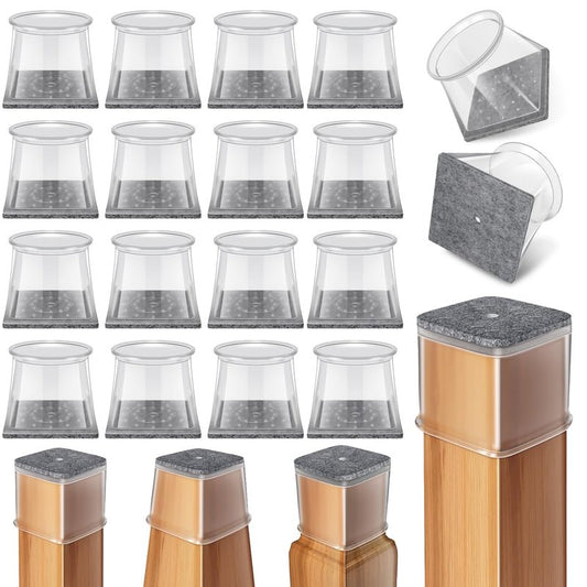 Ansible 24 Pcs Chair Leg Floor Protectors Square, Silicone Felt Furniture Leg Pads Caps Covers for Hardwood Floors (Fit:1-1/2" to 1-7/8")