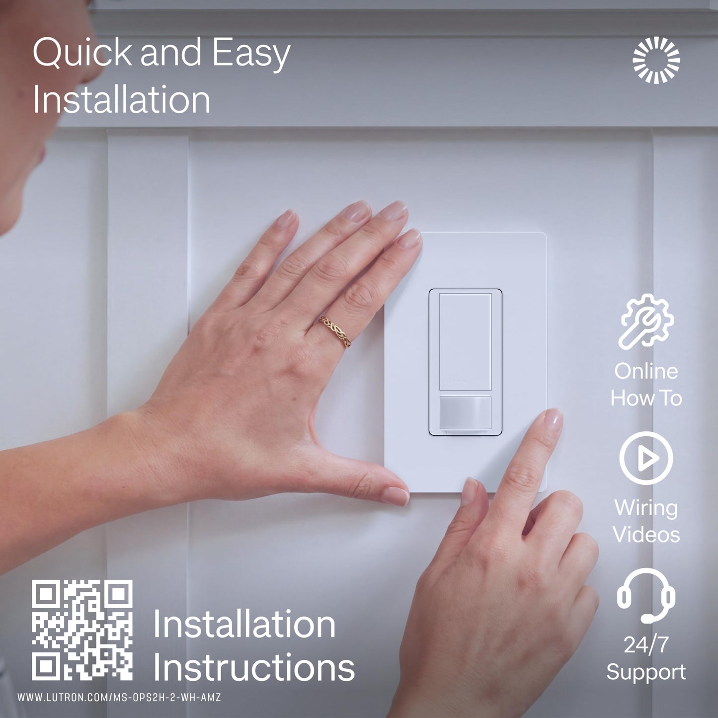Lutron Maestro Motion Sensor Light Switch Indoor for Bathroom, Garage, Laundry Room, Any Bulbs, Occupancy Vacancy Sensor, Single-Pole, MS-OPS2H-2-WH, White (2 Pack)