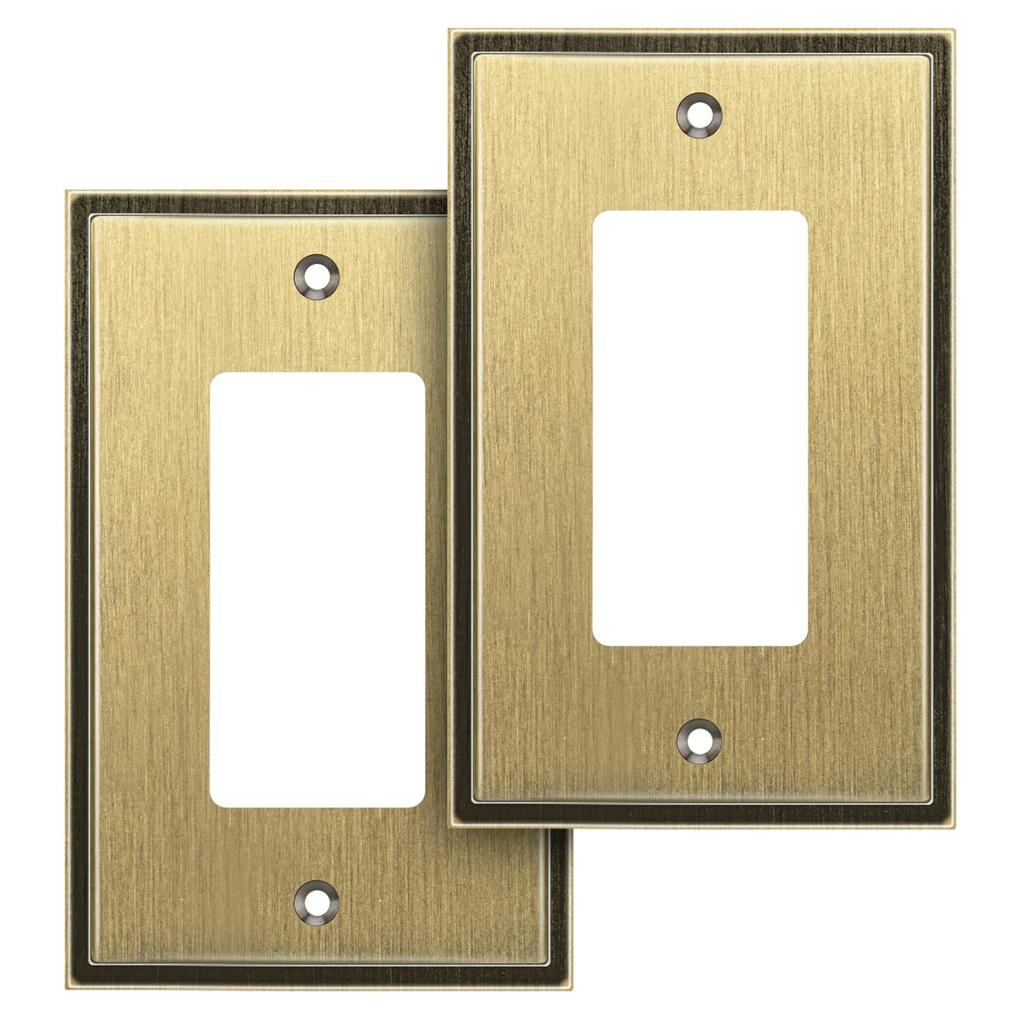 Henne Bery Soft Modern Decorative Wall Plate Switch Plate Outlet Cover (Single Decorator 2PK, Antique Brass)