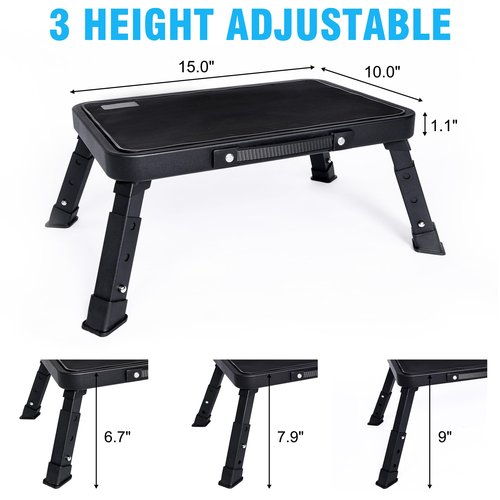 Step Stool, Adjustable Folding Step Stools for Adults and Seniors, Foldable Step Stool,Step Ladder with Anti-Slip Platform and Rubber feet for Kitchen,Bed,Garden,RV,Office Use,350Ibs Capacity