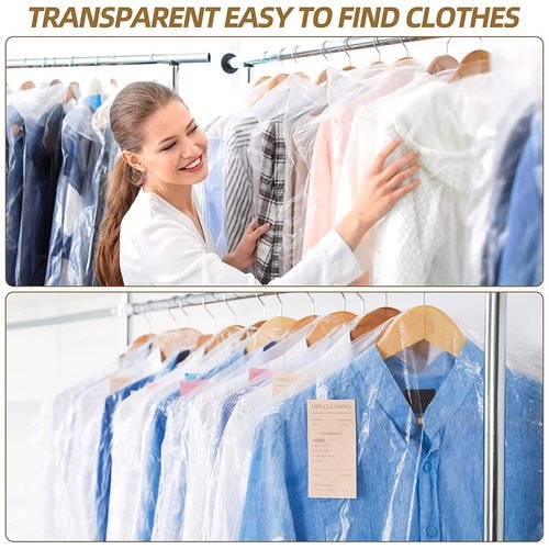 5 Pieces of Dust-proof Clothing Bags and Plastic Clothes Drying Bags for Home Storage in Clothing Stores and Dry Cleaners (60 * 100cm)