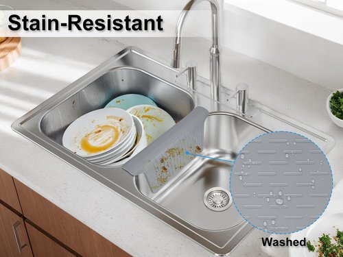 Cukwily Sink Saddle, Kitchen Sink Mat, Divider Protector Mat, No Odor, Super Soft, No Stains, 12.83'' x 11.1''