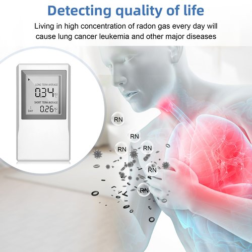 Radon Detector for Home with ±0.1 pCi/L Precision,Radon Meter,Real-Time Air Quality Monitoring,Long-Term & Short-Term Data,Portable Design & Extended Battery Life,Radon Detector for Home Basement