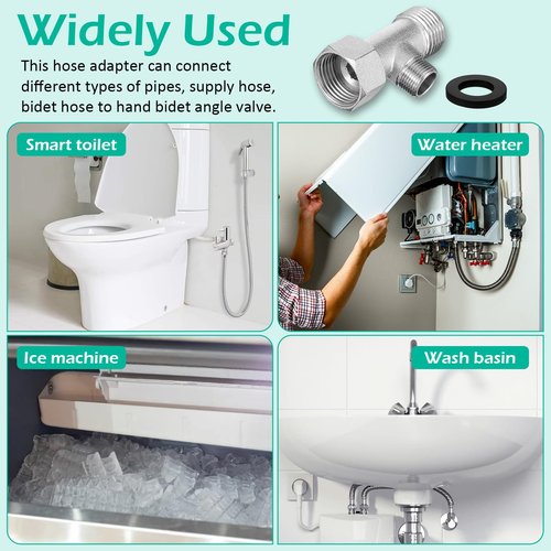 MBAIYO Bidet T Adapter, 3 Way Adapter Rubber Ring 7/8x7/8x3/8" Copper Tee Connector Toilet Faucet Splitter Shower Head Splitter Shower Diverter Valve for Sprayer Faucet Bidet Hose RV Home Plumbing