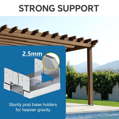 8x8 Galvanized Post Base for Concrete, 4 Pack Post Deck Base Anchor for 7.5x7.5 Wood, Post Base Holder with 1" Standoff for Deck Gazebo Pergola Porch, Includes 8 Fastener & 64 Screws
