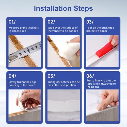 FAKILO U-Shape Edge Banding, 16.4ft TPE Self Adhesive Veneer Edging Trim Flexible Edge Protector, Furniture Edge Strip for Countertop Table Cabinets Shelves Restoration (3/4'' (20mm), White)
