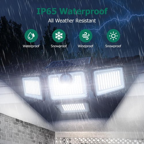 omibee 3000LM Solar Lights Outdoor, 4 Adjustable Heads Motion Sensor Lights, 3 Mode, IP65 Waterproof Solar Security Wall Lights, Remote Control Flood Lights, Graden, Outside, Backyard, 2 Pack