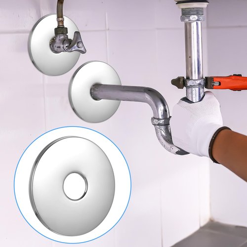 Ymapinc 4Pcs Large Shower Arm Flange, 3.15inch Shower Faucet Cover Plate for Head Arms and Plumbing Cover Plates, Stainless Steel Pipe Escutcheon Plate (Inner Diameter: 0.83in)