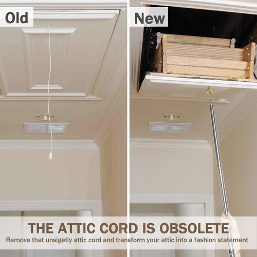 Alaisee Attic Pull Down Hook System Kit, Heavy Duty Ladder Door Stairs Puller Rod Pole Replacement for Ropes Cord String