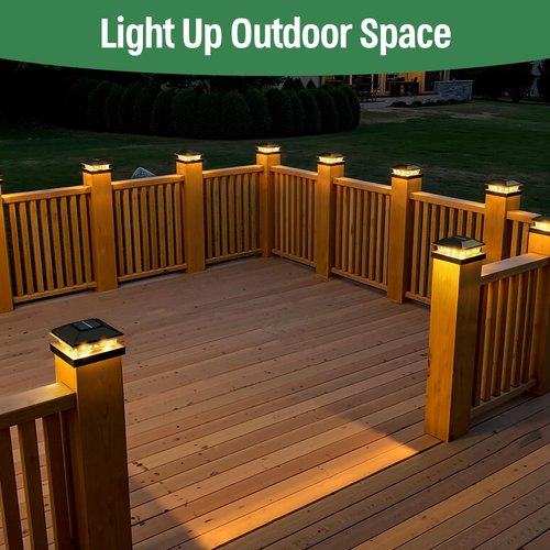 JOFIOS 16pack Modern Black Solar LED Post Cap Lights, 16 x LED, Waterproof, Solar Powered, Anti-Rust, for Deck, Fence, Porch, Garden, Patio