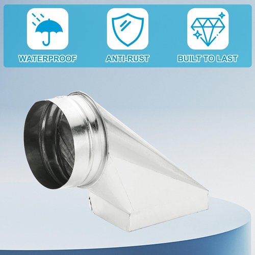 PATIKIL 6" x 4" x 5" 90 Degree Register Boot, Galvanized Steel Transition Rectangular to 5" Round Duct Transition Fitting for Connecting Floor Register Grille HVAC Duct Fittings