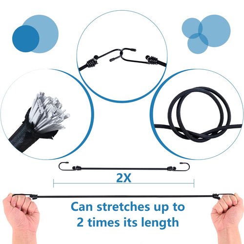 Bungee Cords with Hooks 8 Pack Bungee Cord Includes 12 inches, 18 inches, 24 inches, 36 inches for Bundling Items, Fixing Tarps, Tents, and Carrying Luggage