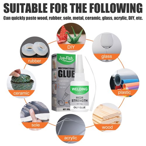 2 PCS Jue Fish Multifunctional Super Glue - High-Strength, All Purpose, Welding High-Strength Oily, Welding Glue for Tile, Glass, Wood, Shoes