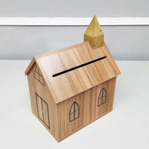 FixtureDisplays® Engineered Wood Tithes Offering Donation Box with Christian Cross, Church, Collection Boxes, Charity Boxes 14.5 X 10.4 X 20.3", Anti-Fishing, Requires Simply Assembly 21397-KD-NPF