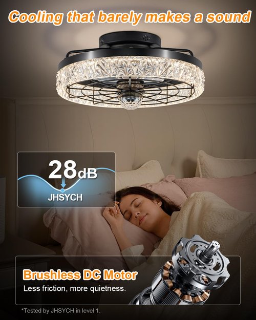 Disco Ceiling Fans with Lights,7 Color Disco Ball Modes, Flush Mount Low Profile Ceiling Fan with Light and Remote Control Dimmable 3 Color Reversible Motor 6 Speeds for Bedroom Living Room Party