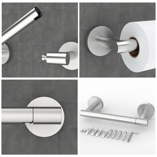 RARXTR Bathroom Toilet Paper Holder Wall Mount SUS304 Stainless Steel Double Post Pivoting Toilet Paper Roll Holder Wall Mounted for Bathroom RV Commercial Toilet Tissue Dispensers, Brushed Nickel