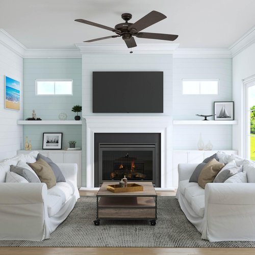 Honeywell Ceiling Fans Belmar 52 Inch Ceiling Fan Without Light, Outdoor Ceiling Fan with Pull Chain, Tri-Mount Traditional 5 Blade Design, ETL Wet Rated, Bronze (50199-01)