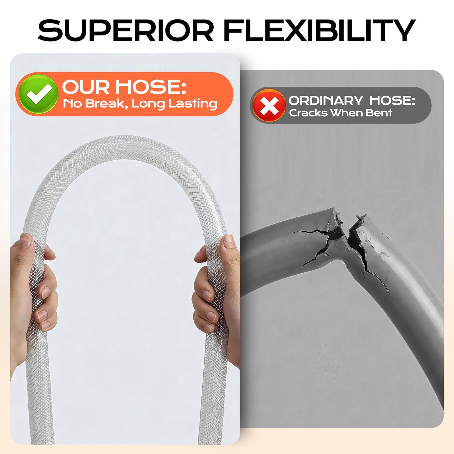 JAKARDA Soft Braided PVC Tubing, High Pressure Reinforced Vinyl Hose for Water, Oil with 2pcs Hose Clamps (3/4" ID x 1" OD*10ft)