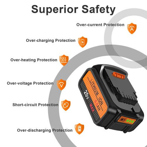 KOOMICY 20V Battery Replacement for Dewalt 20V Battery Max 4Packs 6000mAh DCB203 DCB200 DCB203 DCB204 Compatible with Dewalt DCD DCF DCG Line Series Cordless Power Tools