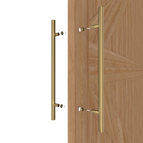 LVYIHAN 12 inch Round Stainless Steel Door Pull Push Handle Double Sided, French Sliding Barn Door Handle, H Shape Home Pull Handles, Gold
