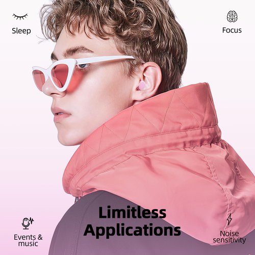 Ear Plugs for Sleeping 45dB Noise Cancelling System Ear Plugs for Concerts, Focus Travel, Work Silicone Hearing Protection Earplugs with 8 Tips (XS-L) Reusable Powerful Noise Reduction Ear Plug Pink