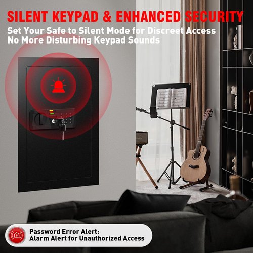 AltiKeep 25.6'' Tall Fireproof Hidden In Wall Safe Between the Studs with Digital Keypad Removable Shelf for Home Cabinet Money Jewelry Documents