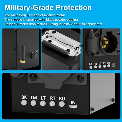 Portable Trailer Light Tester Box with 12V 10Ah Battery, Wireless Remote Control Operation, Compatibility Round/Flat Pin, with 7-pin Trailer Light Tester Plug, for Testing Trailer Taillights1
