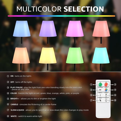 GGII Solar Outdoor Floor Lamp USB Rechargeable Cordless Dimmable RGB Warm White LED Lights for Yard Garden Patio Round Base 59 inch Black