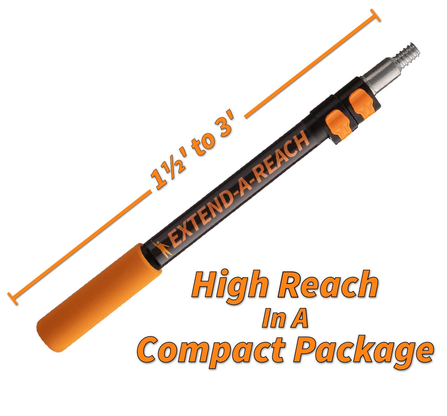 1.5-3 ft Long Paint Roller Extension Pole // Multi-Purpose Telescopic Extension Pole with Universal Twist-on Metal Tip // Lightweight & Sturdy Extendable Pole for Painting Dusting and Window Cleaning