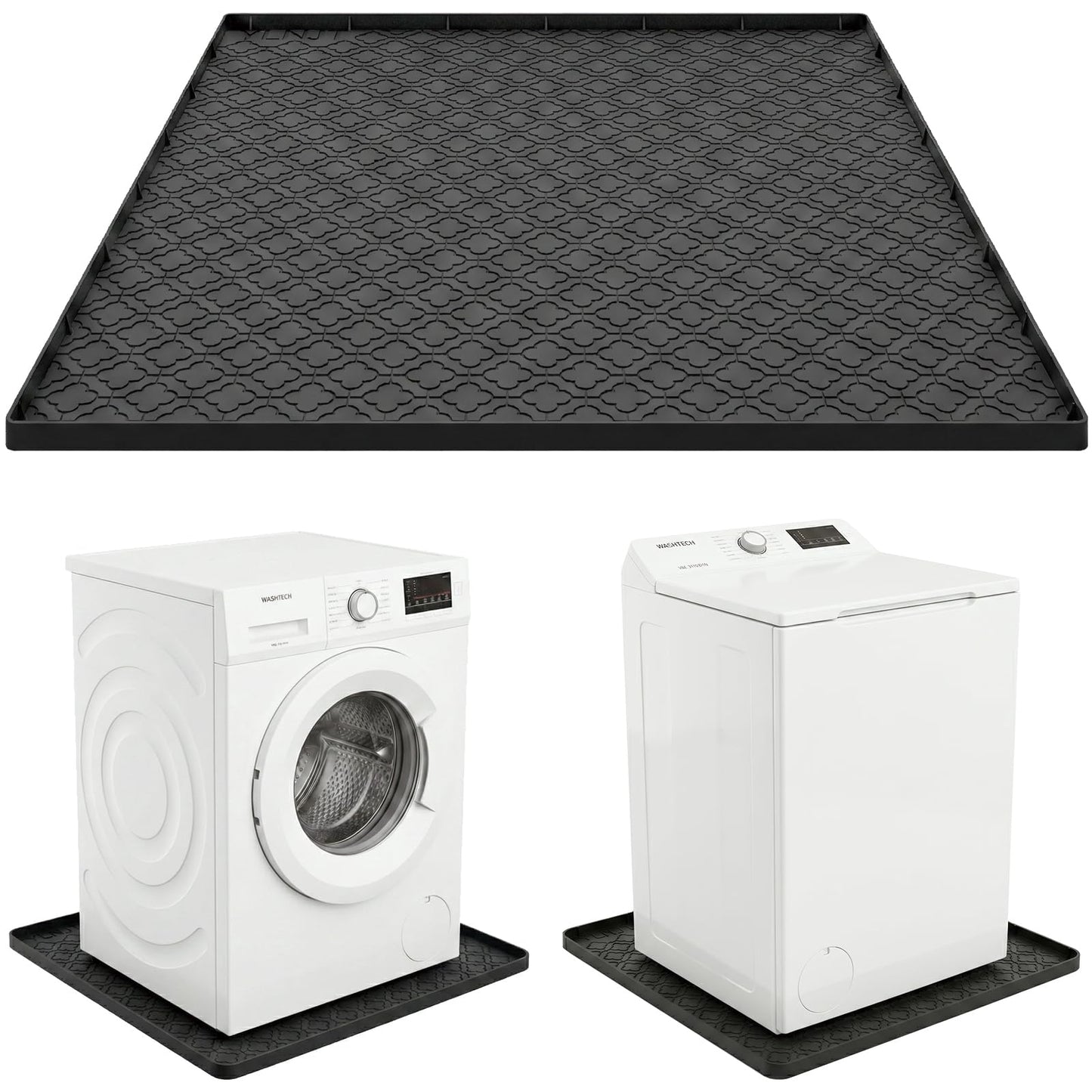 YLNJT 33 x 31 Inch Washing Machine Drain Pan, Silicone Washer Pan, Black