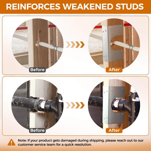 UPVONT Stud Shoes for 2X Studs, 16-Gauge Galvanized Stud Shoes, 6.25" Height, 1.5" Width, Fits Up to 2 3/8" OD Pipes – Thicker, Higher, IBC/IRC Code Compliant, Extra Durable (1.5" x 6.25" - 10 PCS)