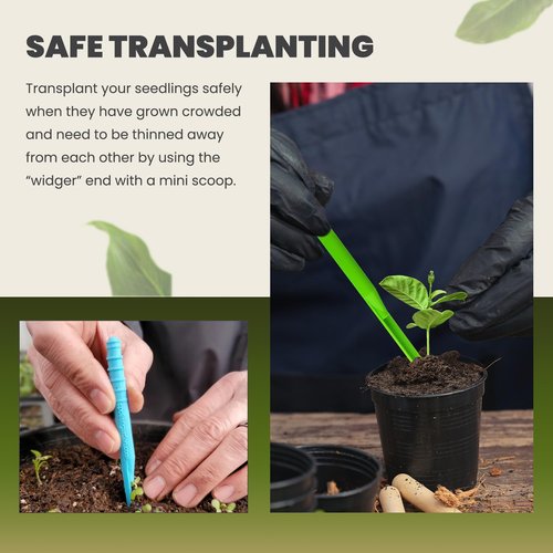 Dibby Seed Sowing Garden Tool Dibber Planter Transplanter – Sow Seeds at the Right Depth – Easily Transplant Delicate Seedlings (Little Dibby) Green