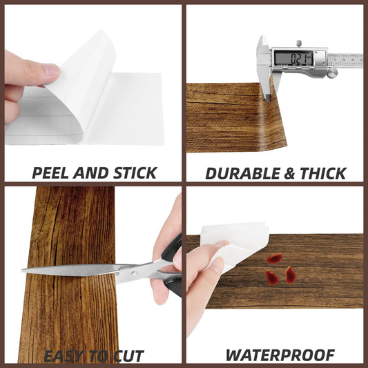 Decotalk 3"x236" Wood Border Wallpaper Peel and Stick Wood Grain Wallpaper Self Adhesive Wall Paper Removable Mirror Frame Border Wood Frame Mirror Vinyl for Bedroom Home Decor