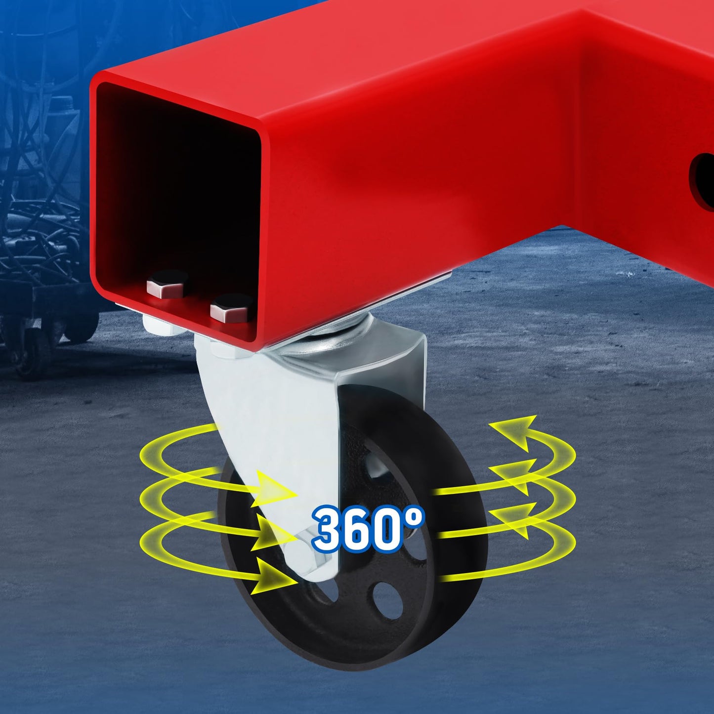 H-YEEU Hydraulic Engine Crane Hoist, 2 Ton Folding Motor Hoist Cherry Picker Heavy Duty Steel 4400lbs Lifting with 6 Casters for Garage Workshop(Red)