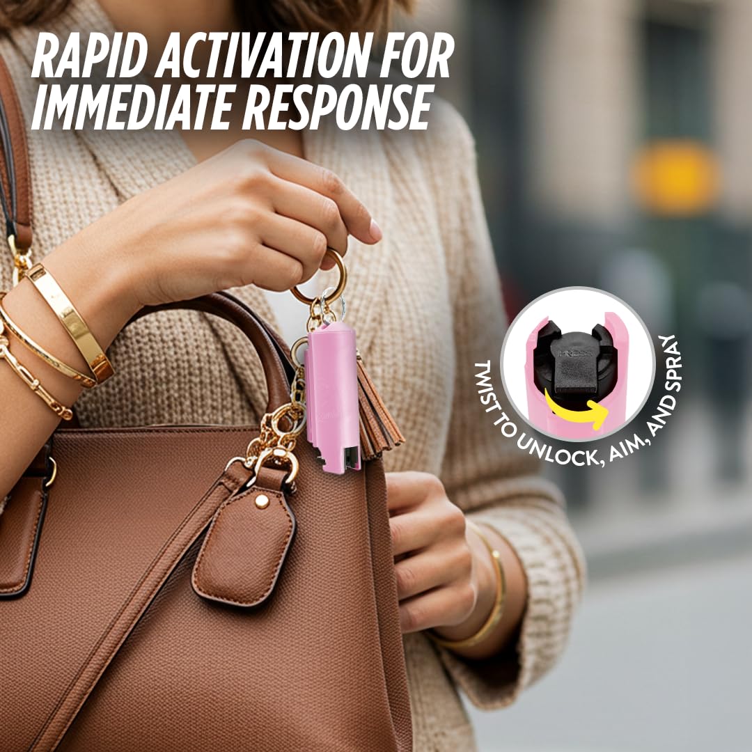 GUARD DOG SECURITY Quick Action Pepper Spray, Maximum Strength, 16-ft Range, Belt Clip For Easy Carry & Fast Access, keychain ready, Made in USA