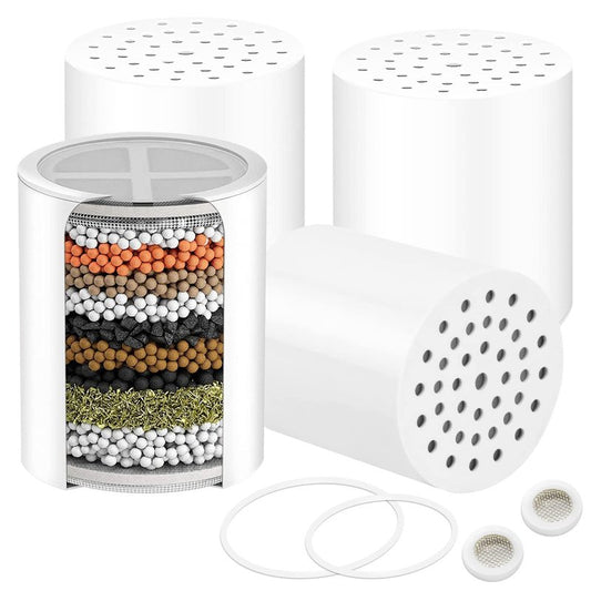 Slirceods sf100 Multi-Stage Shower Filter Replacement for NIROKET For aqua bliss® shower filter cartridge sf100 for shower filter replacement of Similar Design 15 and 20 stages (4-Pack)