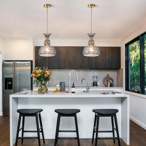 JTYQEISW Dimmable Kitchen Island Pendant - 1 Light Smoked Glass E26 Head (Bulb Not Included) 9x11.8 Inch Modern Farmhouse Pendant Height Adjustable Bar and Restaurant Fixtures