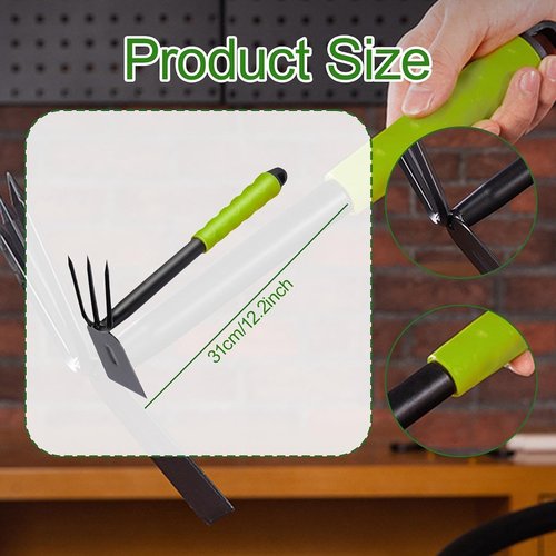 MYCENSE Hoe and Cultivator Hand Hoe Tiller Heavy Duty 2 in 1 Garden Rake Hand Tool for Tilling Lawn Planting Gardening Cultivating