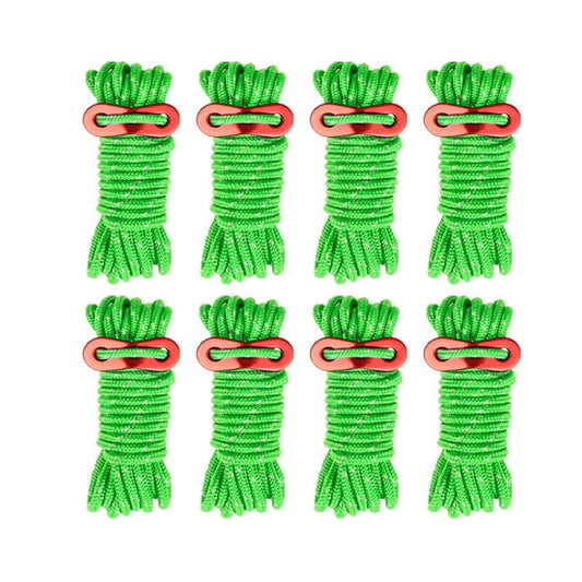 Smithok 8 Pack 4mm Guy Lines Ultralight Tent Cords with Aluminum Adjuster Tensioner Outdoor Camping Guylines Ropes for Tent Tarp,Camping,Hiking Backpacking (Green)
