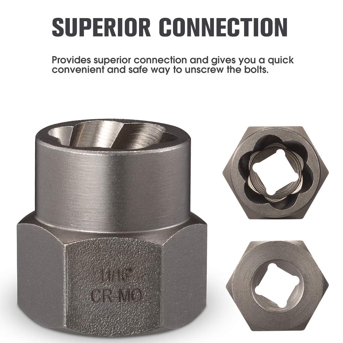 REXBETI Impact Bolt & Nut Remover Set, 13+1 Pieces Bolt Extractor Tool Set with Solid Storage Case